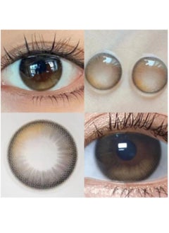 Unibling Moon light Yearly Colored Contact Lenses, Unisex Cosmetic Contact Lenses, Enlargement Collection, Light Brown, With Case  - Image 1
