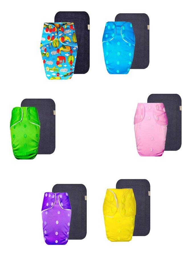 حفاضات قماشية فاخرة من دمبلدو مع حشوة رمادية (عبوة من 6 قطع) | ملائمة تمامًا | مانعة للتسرب | مناسبة للسفر | ضرورية للاستخدام اليومي | من 3 أشهر إلى 3 سنوات | للجنسين - Image 1