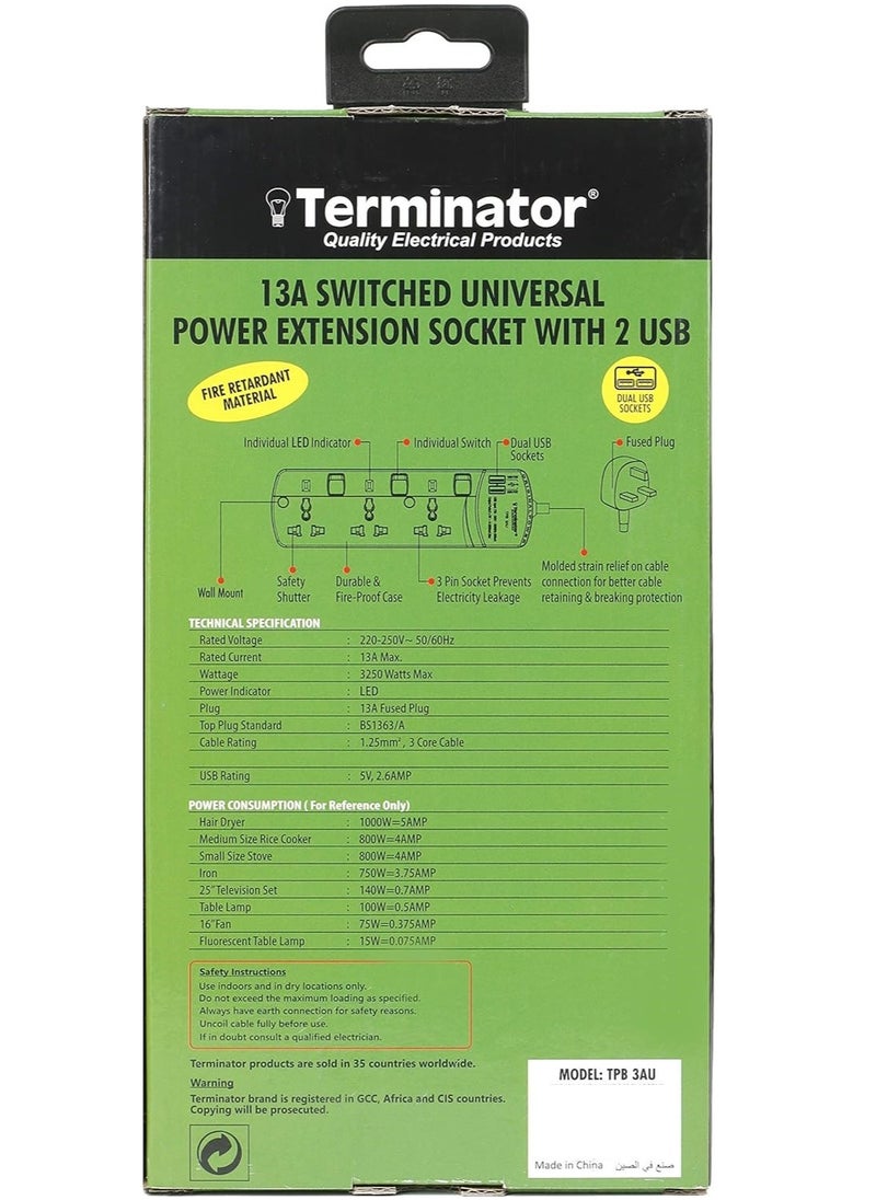 Terminator Universal Power Extension Socket 3M Cable  - Image 3
