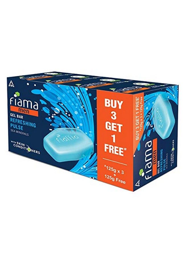 Fiama Men Refreshing Pulse Gel Bar With Sea Minerals With Skin Conditioners 125G (Buy 3 Get 1 Free) & Gel Bar Lemongrass And Jojoba For Smooth Skin 125G (Pack Of 3) - Image 4