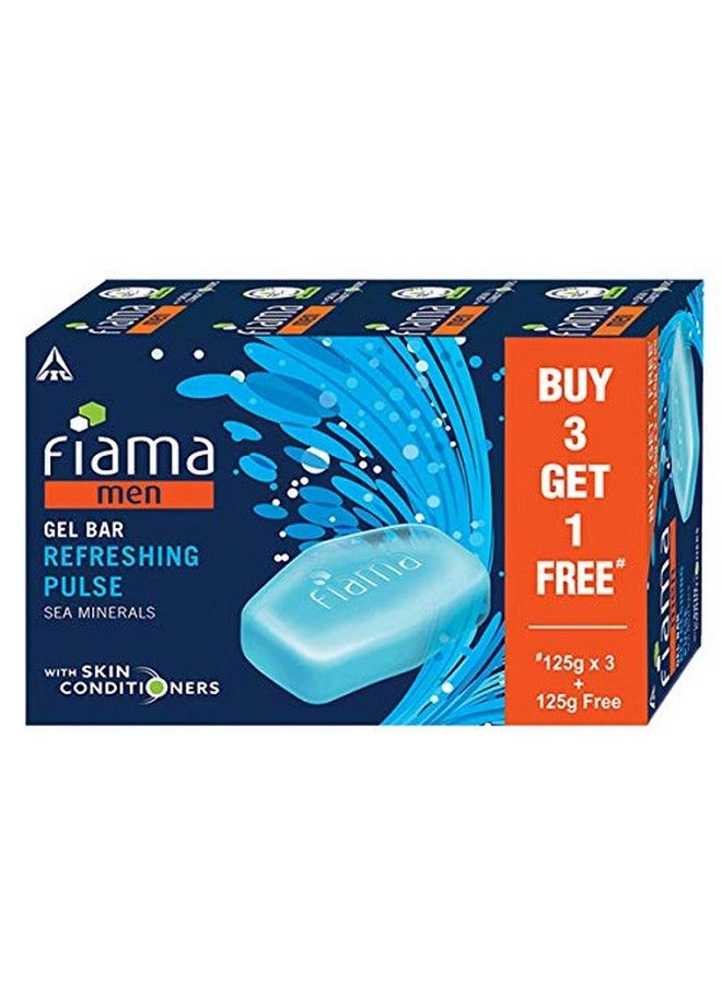 Fiama Men Refreshing Pulse Gel Bar With Sea Minerals With Skin Conditioners 125G (Buy 3 Get 1 Free) & Gel Bar Lemongrass And Jojoba For Smooth Skin 125G (Pack Of 3) - Image 3