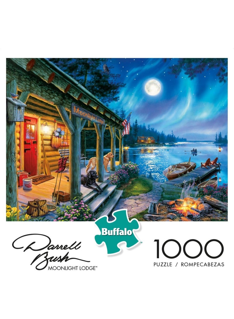 Buffalo Games - Darrell Bush - Moonlight Lodge - 1000 Piece Jigsaw Puzzle