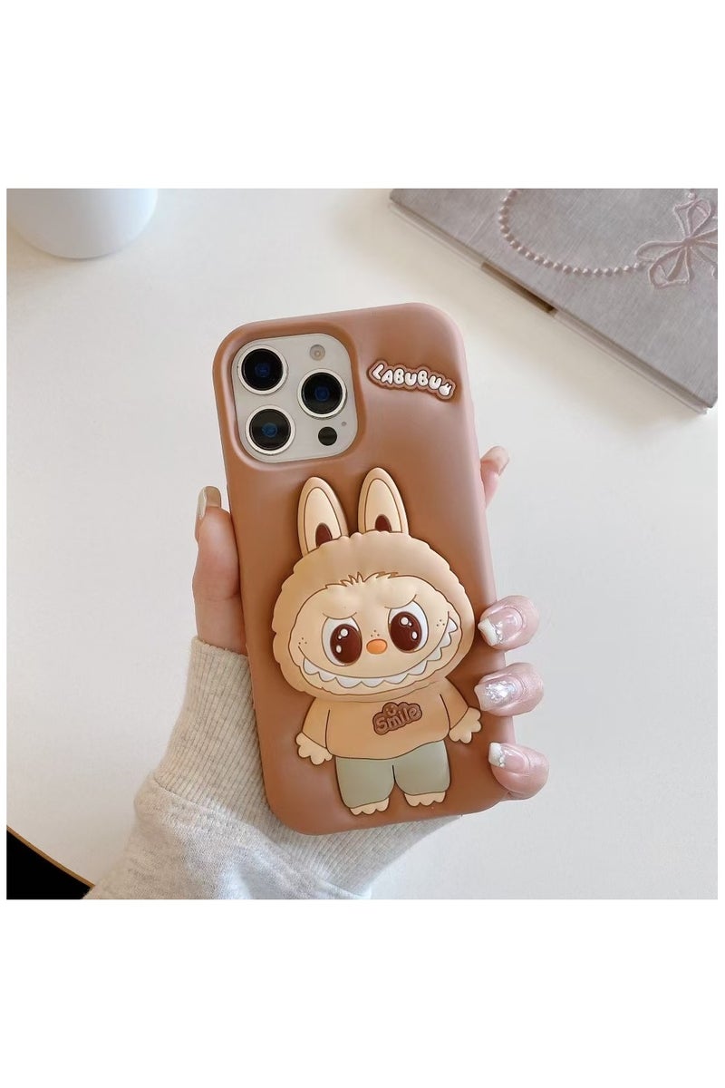 Labubu iPhone 16 Pro Case with 3D Holder – Cute Pop-up Silicone Shockproof Case, Full Protective Soft Cover with Unique Cartoon Design - Image 2