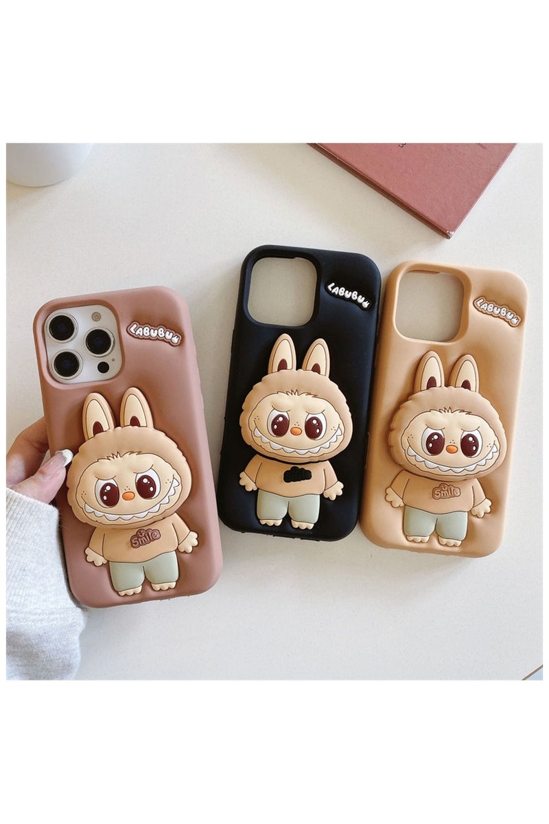 Labubu iPhone 16 Pro Case with 3D Holder – Cute Pop-up Silicone Shockproof Case, Full Protective Soft Cover with Unique Cartoon Design - Image 5