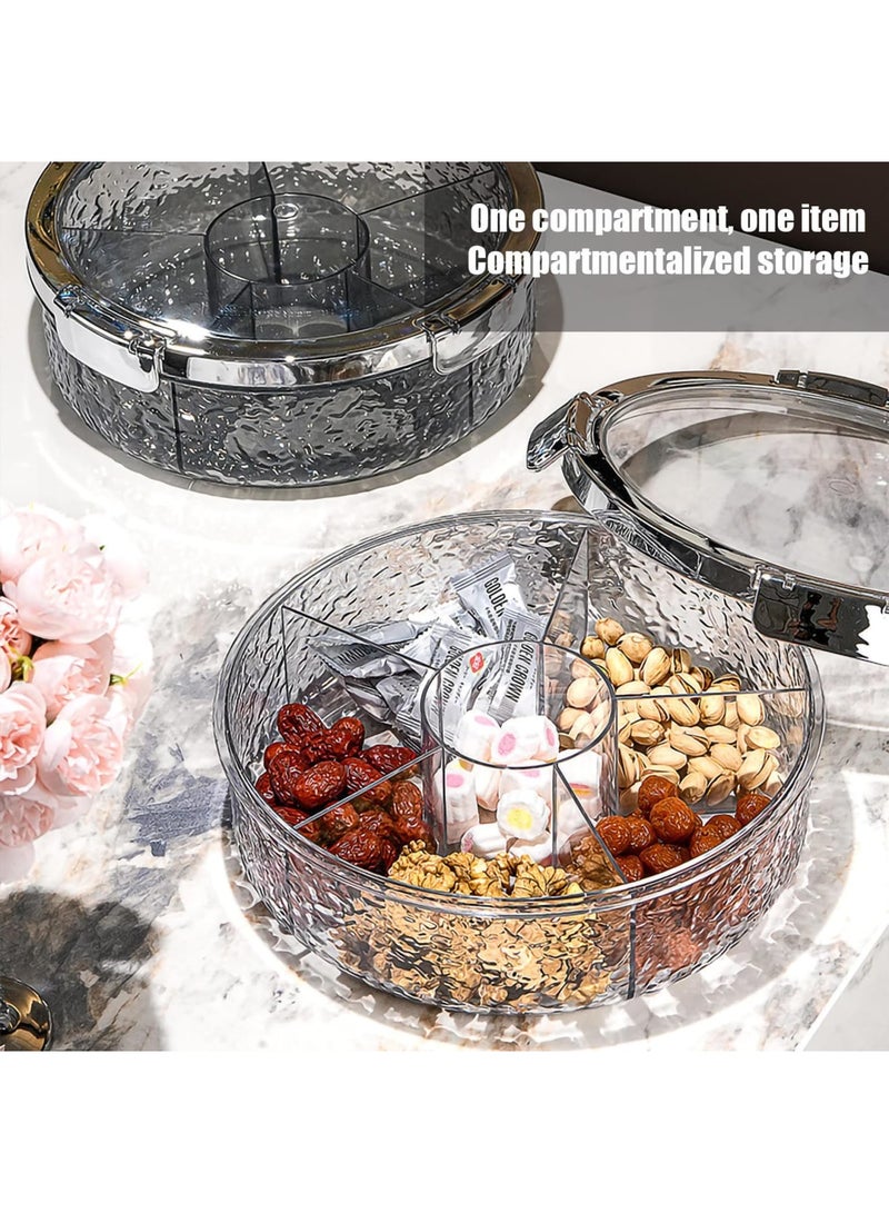 SYOSI Fruit Tray, Fruit Bowl for Kitchen Counter, Luxurious Sealed Nut Snack Storage Box with 6 Compartment, Divided Serving Tray with Lid, Holiday Candy Box, Dry Fruit Plate for Living Room, Party - Image 5
