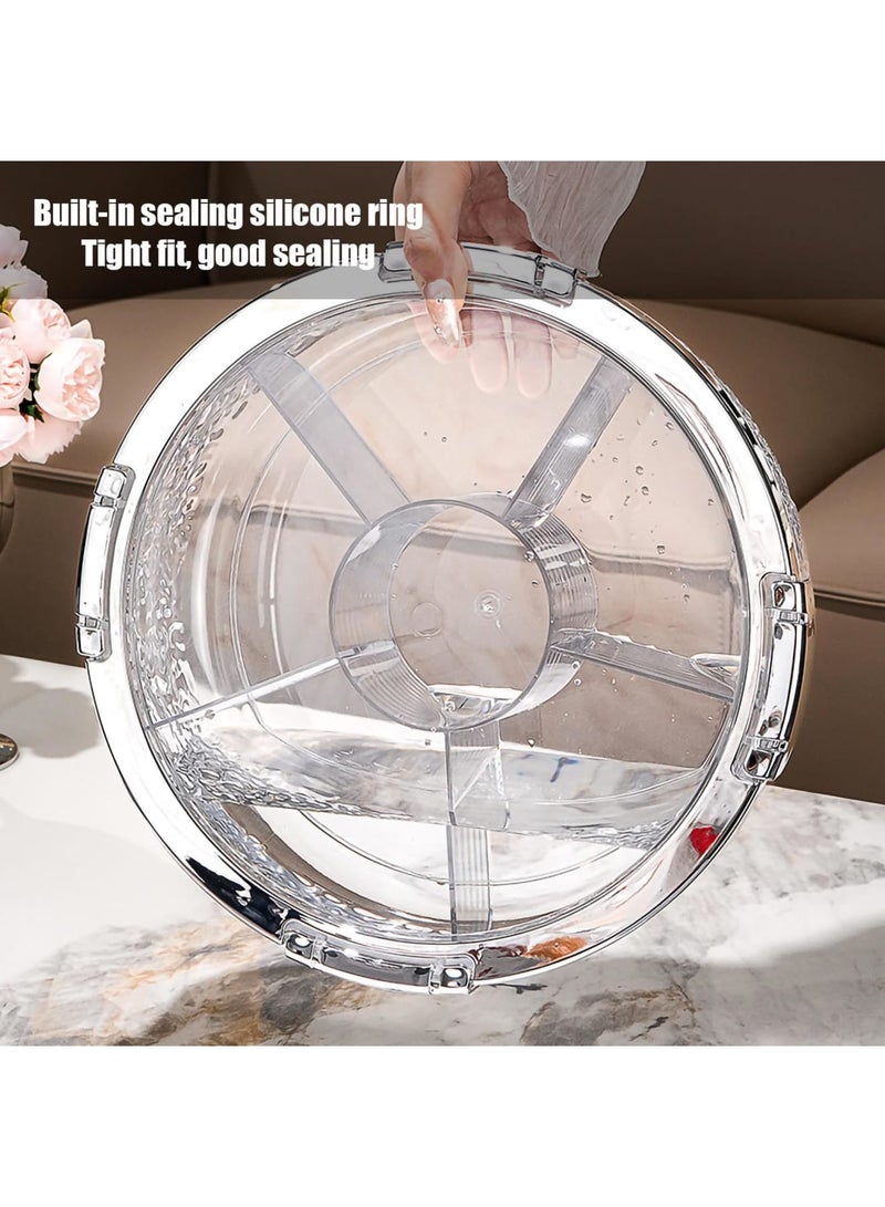 SYOSI Fruit Tray, Fruit Bowl for Kitchen Counter, Luxurious Sealed Nut Snack Storage Box with 6 Compartment, Divided Serving Tray with Lid, Holiday Candy Box, Dry Fruit Plate for Living Room, Party - Image 2