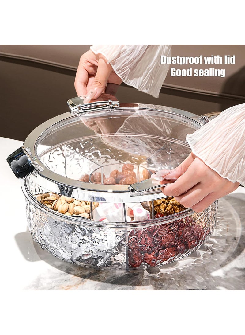 SYOSI Fruit Tray, Fruit Bowl for Kitchen Counter, Luxurious Sealed Nut Snack Storage Box with 6 Compartment, Divided Serving Tray with Lid, Holiday Candy Box, Dry Fruit Plate for Living Room, Party - Image 3