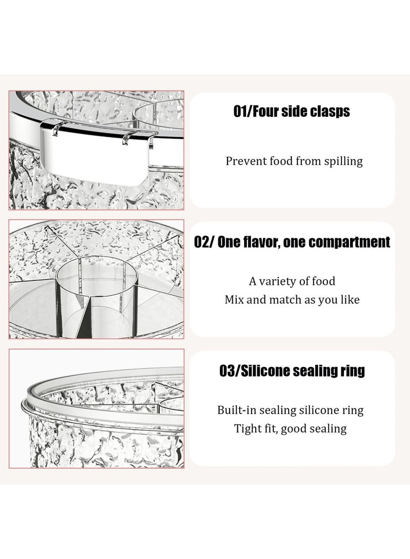 SYOSI Fruit Tray, Fruit Bowl for Kitchen Counter, Luxurious Sealed Nut Snack Storage Box with 6 Compartment, Divided Serving Tray with Lid, Holiday Candy Box, Dry Fruit Plate for Living Room, Party - Image 4