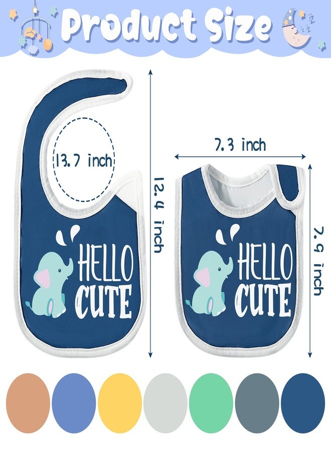 2ooya 7Pcs Cotton Waterproof Baby Bibs Adjustable Hook Loop Closure Infant Bib Unisex Colorful Newborn Babies Food Bibs for Teething Drooling Feeding Eating （6-12 Months） - Image 2