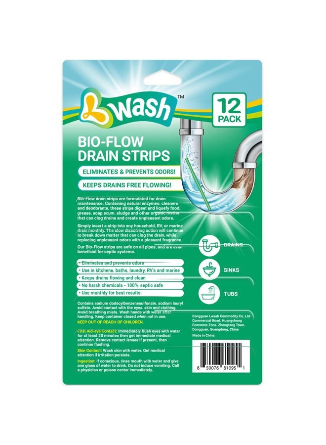 L-WASH Lemon Scent Bio-Flow Drain Strips - 48 Strips | L-Wash Drain Cleaner & Odor Remover Drain Sticks - Image 2