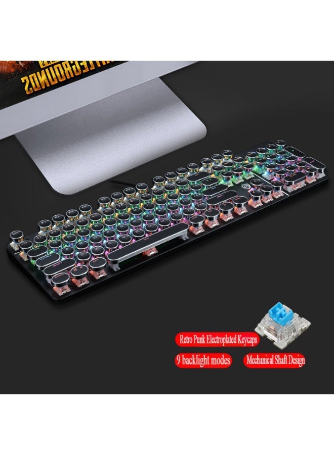 HJK900 Gaming Keyboard Punk Mechanical Keyboard 104 Key Metal Translucent Computer Wired Keyboard Best Gift For Pc Computer Gamer Black - Image 2