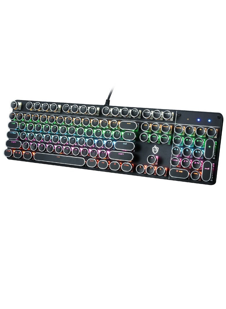 Generic - HJK900 Gaming Keyboard Punk Mechanical Keyboard 104 Key Metal Translucent Computer Wired Keyboard Best Gift For Pc Computer Gamer Black - Image 1