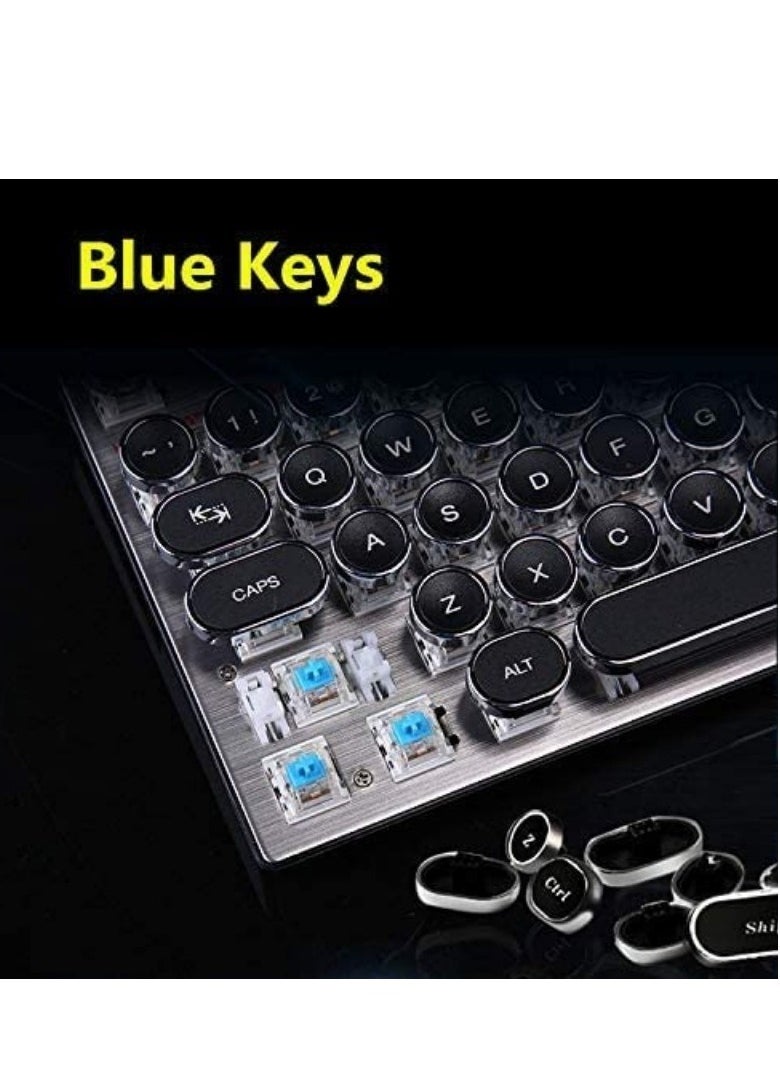 Generic - HJK900 Gaming Keyboard Punk Mechanical Keyboard 104 Key Metal Translucent Computer Wired Keyboard Best Gift For Pc Computer Gamer Black - Image 1