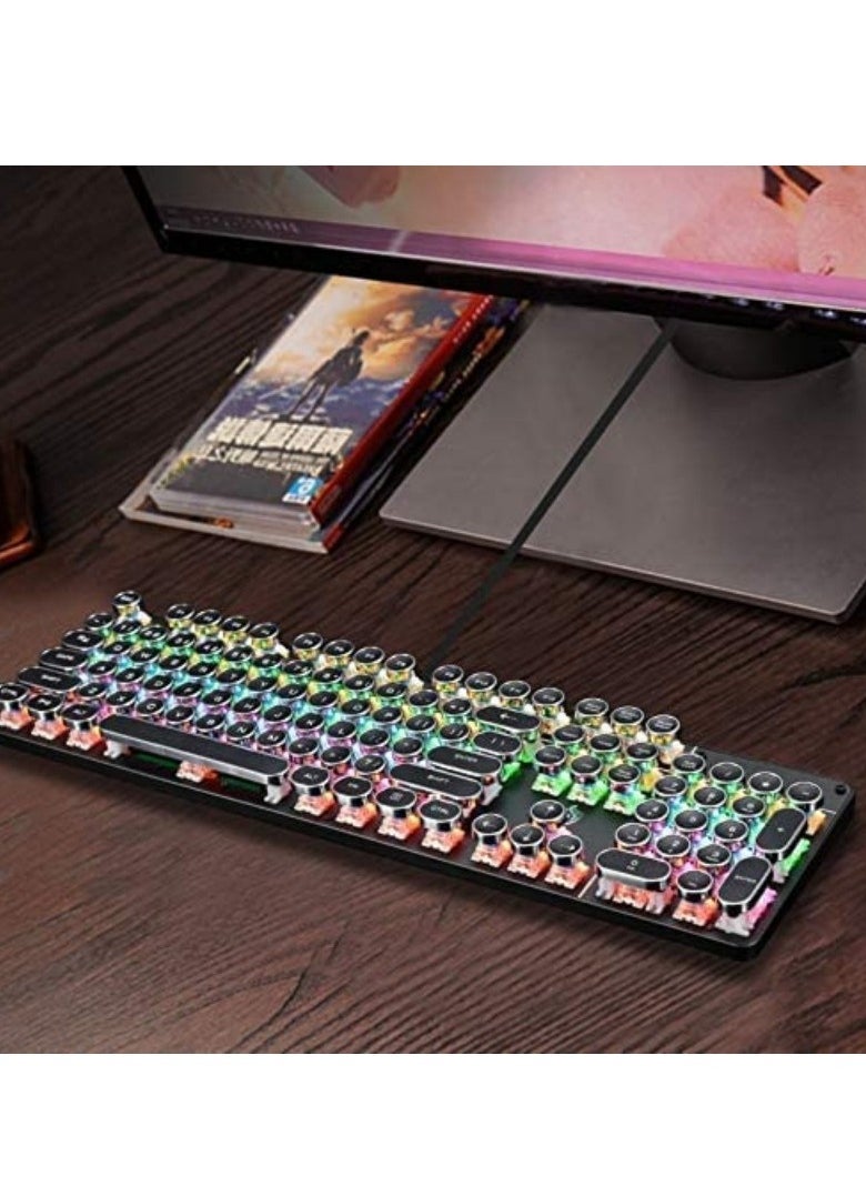 Generic - HJK900 Gaming Keyboard Punk Mechanical Keyboard 104 Key Metal Translucent Computer Wired Keyboard Best Gift For Pc Computer Gamer Black - Image 1