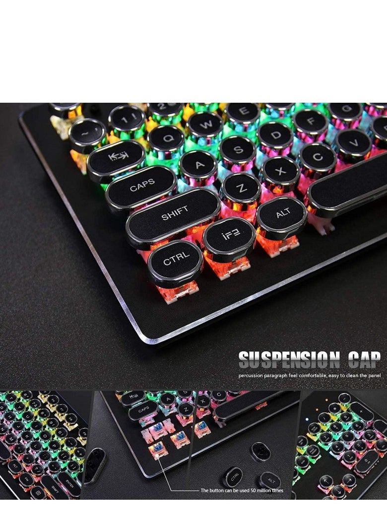 Generic - HJK900 Gaming Keyboard Punk Mechanical Keyboard 104 Key Metal Translucent Computer Wired Keyboard Best Gift For Pc Computer Gamer Black - Image 1