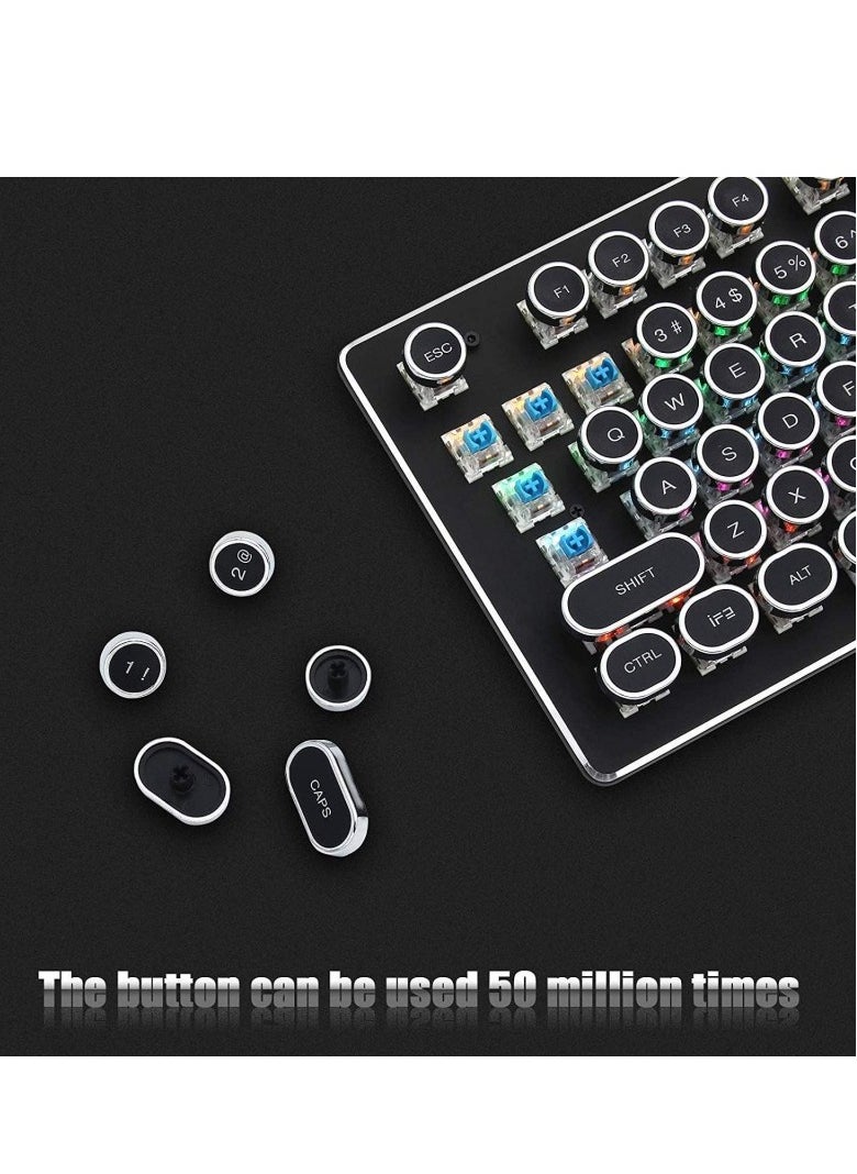 Generic - HJK900 Gaming Keyboard Punk Mechanical Keyboard 104 Key Metal Translucent Computer Wired Keyboard Best Gift For Pc Computer Gamer Black - Image 1