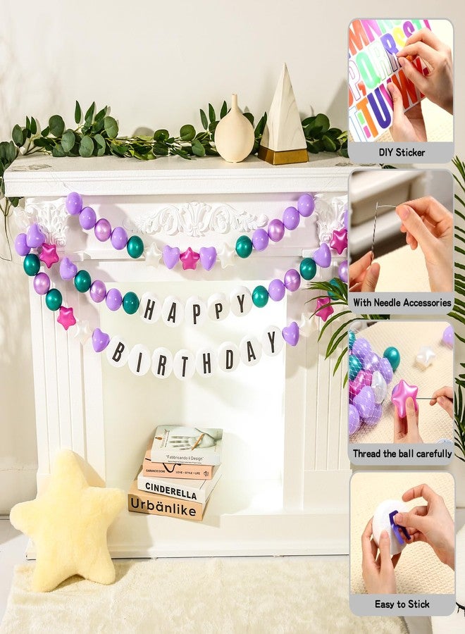 TRENDPLAY مجموعة زينة أساور الصداقة العملاقة من تريند بلاي مع 50 كرة بلاستيكية، و24 قطعة من الدوائر الإسفنجية لمجموعة الحرف اليدوية، اصنع زينة نابضة بالحياة لحفلات أعياد الميلاد/الكريسماس بكرات على شكل نجمة وكرات مستديرة (بنفسجي) - Image 2