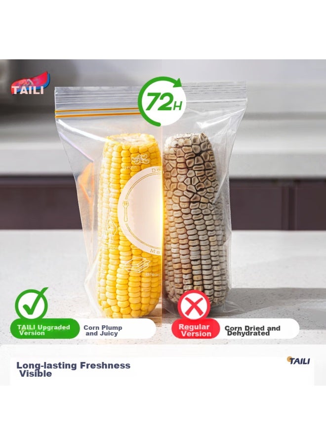 Taili Food Storage Bags, Sealing Bags, Double-ribbed Airtight Bags, Thickened Food-grade Pe Resealable Bags, 20 Large Size - Image 2