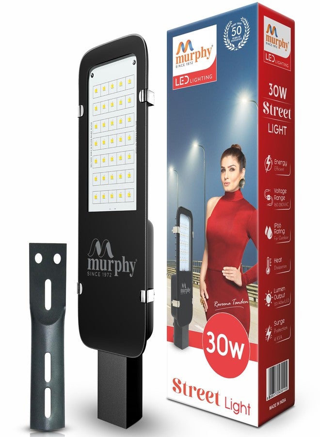 Murphy Aluminium Led 30 Watts Ip-65 Bis Approved Waterproof Rectangular Outdoor Electric-Corded Street Light, Cool White, Pack Of 1 - Image 1