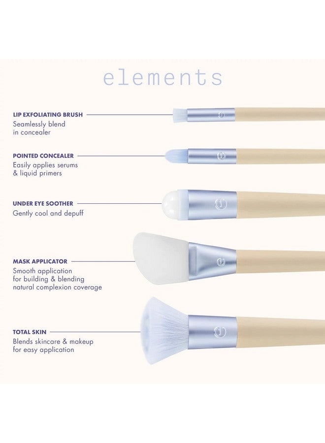 Ecotools Elements Limited Edition Hydroflow Skincare & Makeup Application Brush Kit 5 Piece Brush Set Blue - Image 3