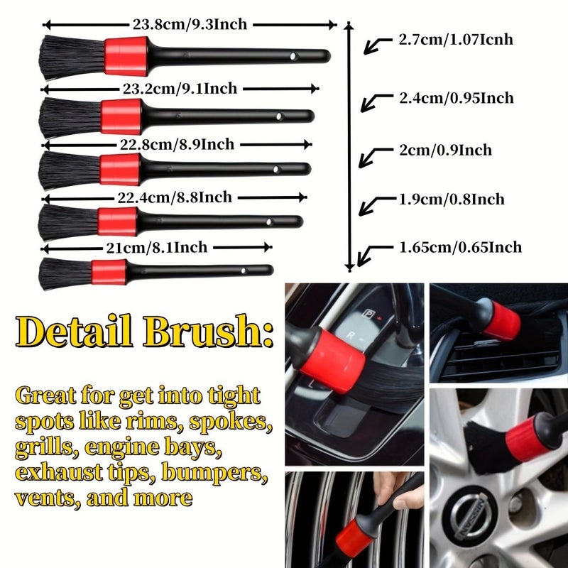 8PCS Car Wheel Tire Brush Set Bendable Detail Cleaning Tool for Rims Engine Exhaust - Image 2