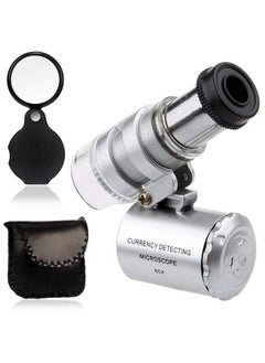 KingMas KINGMAS Mini 60x Microscope Magnifying with LED Light Pocket Jewelry Magnifier Jeweler Loupe with 10X Folding Pocket Magnifier  - Image 1