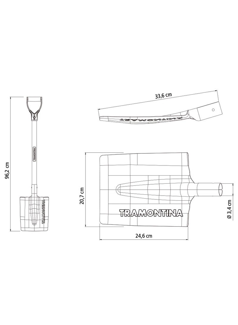 TRAMONTINA مجرفة مربعة بمقبض خشبي بطول 71 سم - Image 2