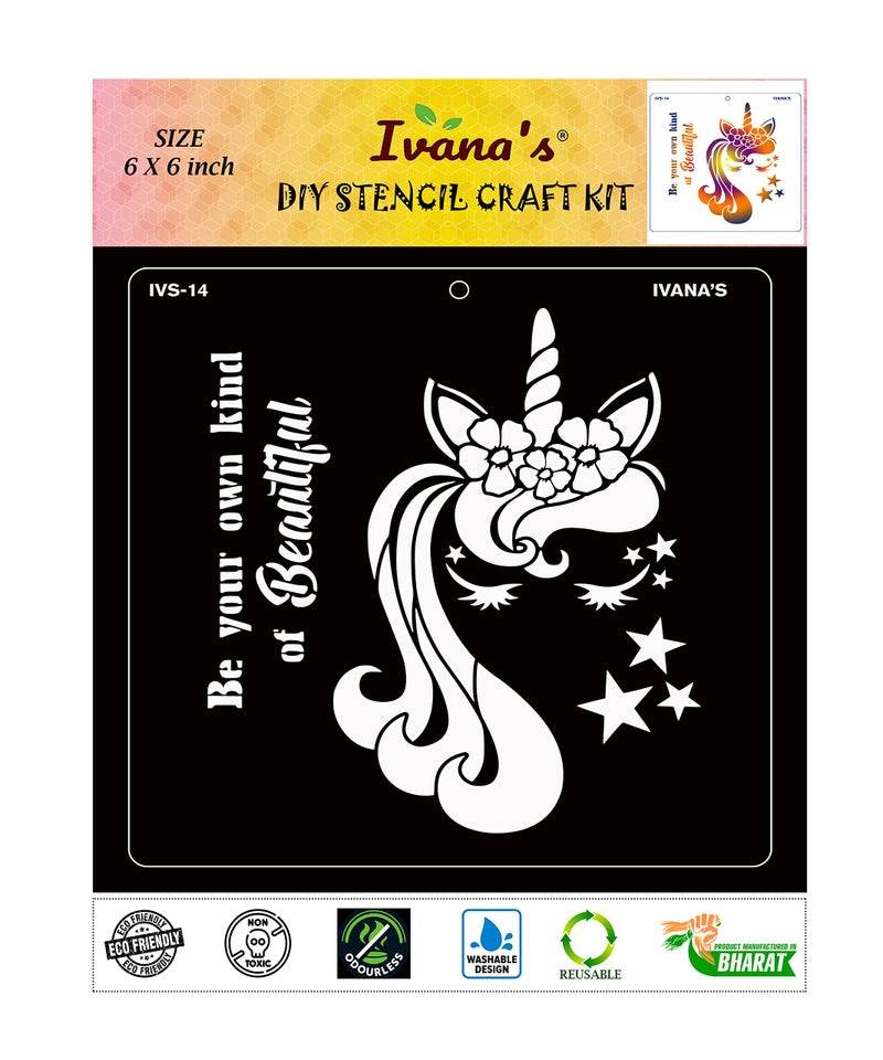 IVANA'S Kids Drawing Stencil for Art & Craft, DIY Decorative Stencil for Painting on Canvas, Fabric, Cloth, Paper, Glass, Furniture and Wall, Size - 6 x 6 inch, Pack of 1, IVS-14, Off White - Image 2