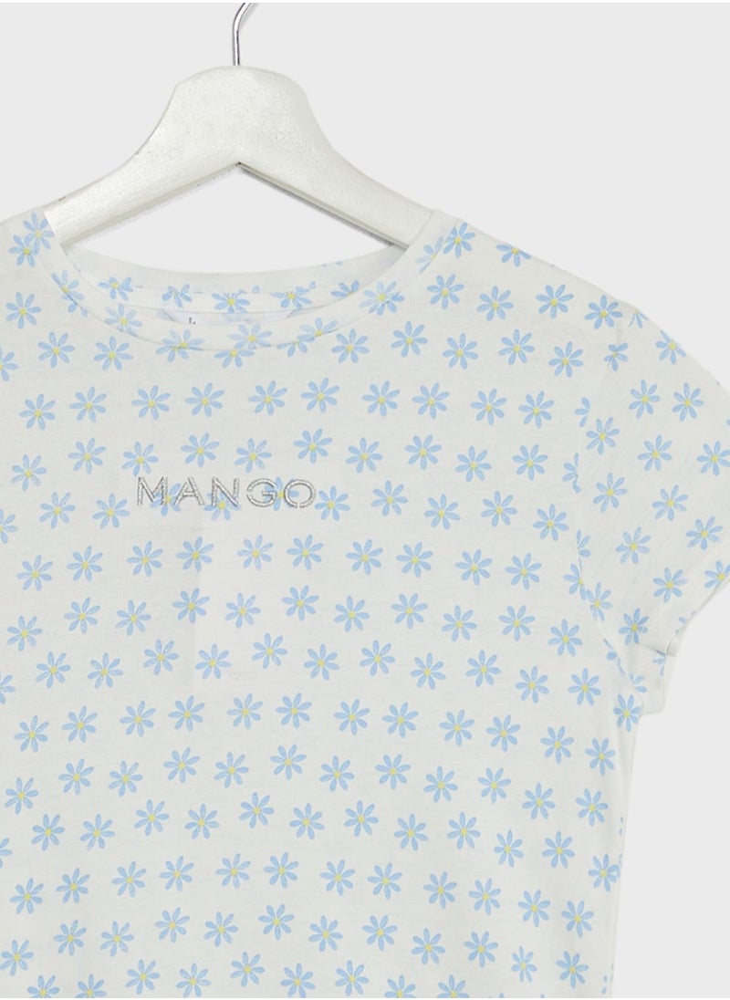 MANGO - Kids Text Print T-Shirt - Image 1