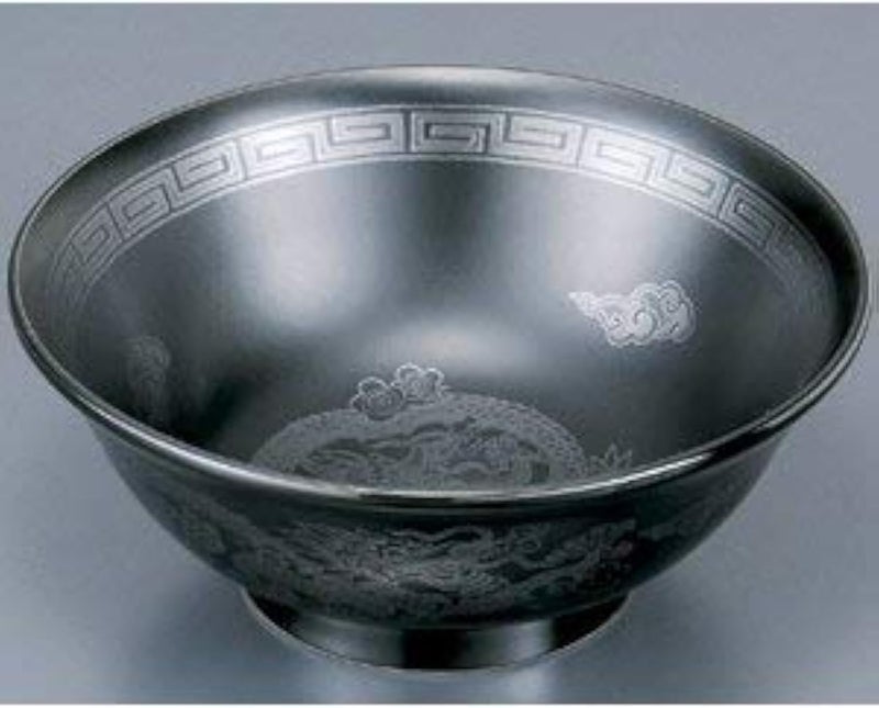 Mino Ware Japanese Black Glaze Silver Dragon Ramen Bowl 835 Diameter x 327 H 1360ml Capacity - Image 1