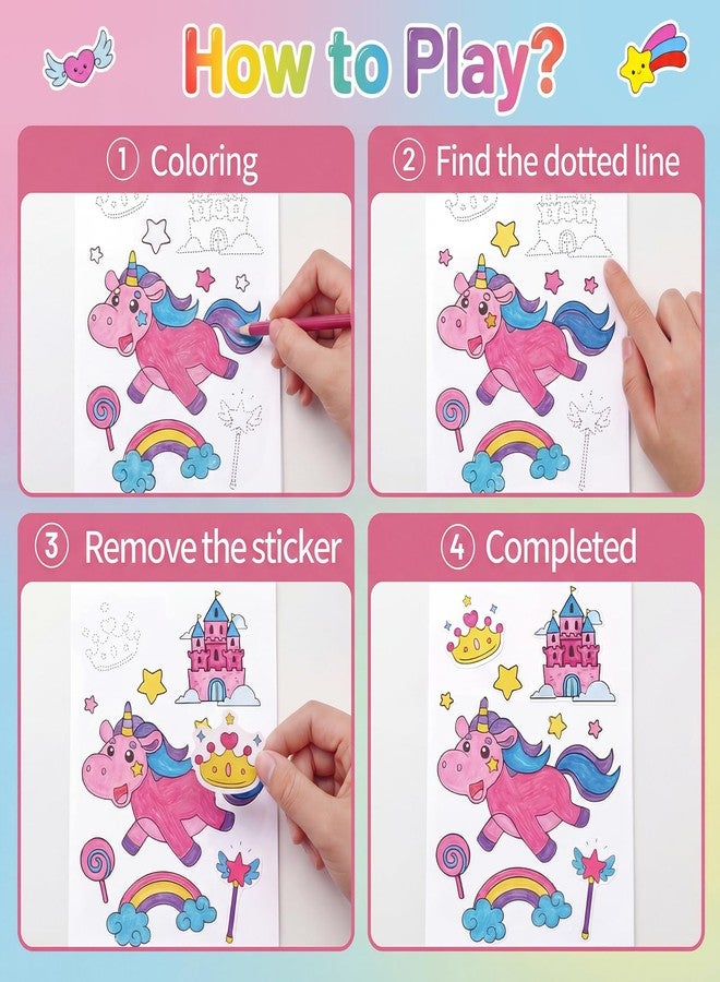 SOCOLER 3 Pack Coloring Books for Kids: Princess, Unicorn & Mermaid Themes for Girls Ages 4-8 - Children's Color Book Activity Set with Painting, Stickering & Gaming for Toddlers 3 4 5 6 7 8, 4.7" × 7" - Image 5