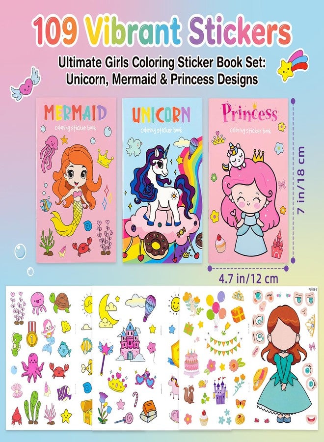 SOCOLER 3 Pack Coloring Books for Kids: Princess, Unicorn & Mermaid Themes for Girls Ages 4-8 - Children's Color Book Activity Set with Painting, Stickering & Gaming for Toddlers 3 4 5 6 7 8, 4.7" × 7" - Image 2