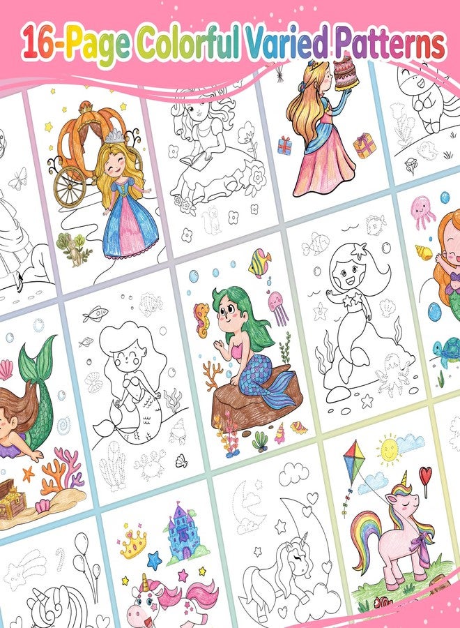 SOCOLER 3 Pack Coloring Books for Kids: Princess, Unicorn & Mermaid Themes for Girls Ages 4-8 - Children's Color Book Activity Set with Painting, Stickering & Gaming for Toddlers 3 4 5 6 7 8, 4.7" × 7" - Image 4