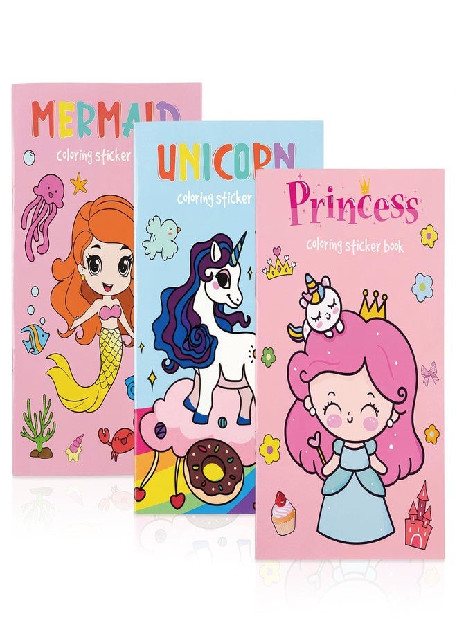 SOCOLER 3 Pack Coloring Books for Kids: Princess, Unicorn & Mermaid Themes for Girls Ages 4-8 - Children's Color Book Activity Set with Painting, Stickering & Gaming for Toddlers 3 4 5 6 7 8, 4.7" × 7" - Image 1