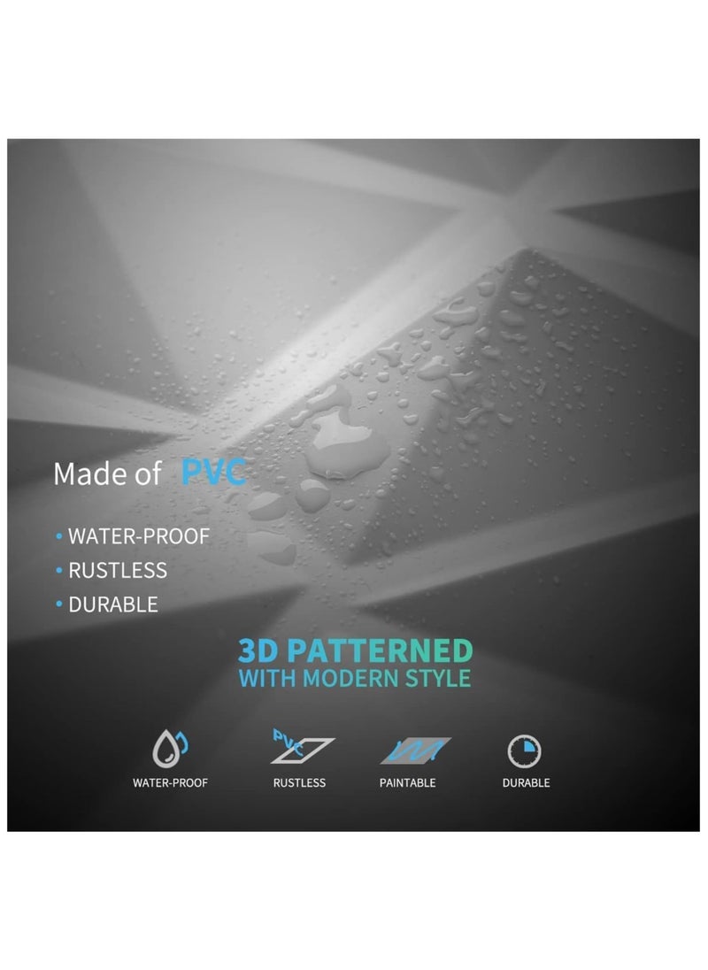 AUTOYSUR Decorative 3D Wall Panels in Diamond Design, 3D Wall Panels, PVC 3D Wall Panel Diamond, 3D Textured Wall Panels, for Interior Wall Decor, 50 * 50cm Matt White (12 Pack) (White)  - Image 4