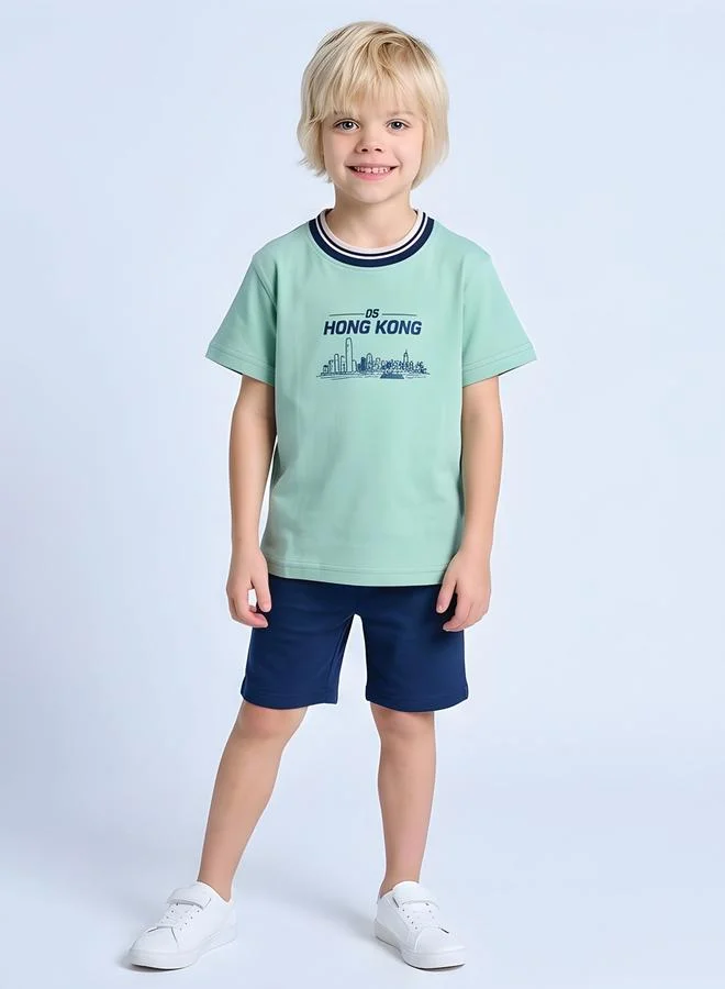 Take Two Boys Regular City T-Shirt with Contrast Tipped Rib By Juniorloom