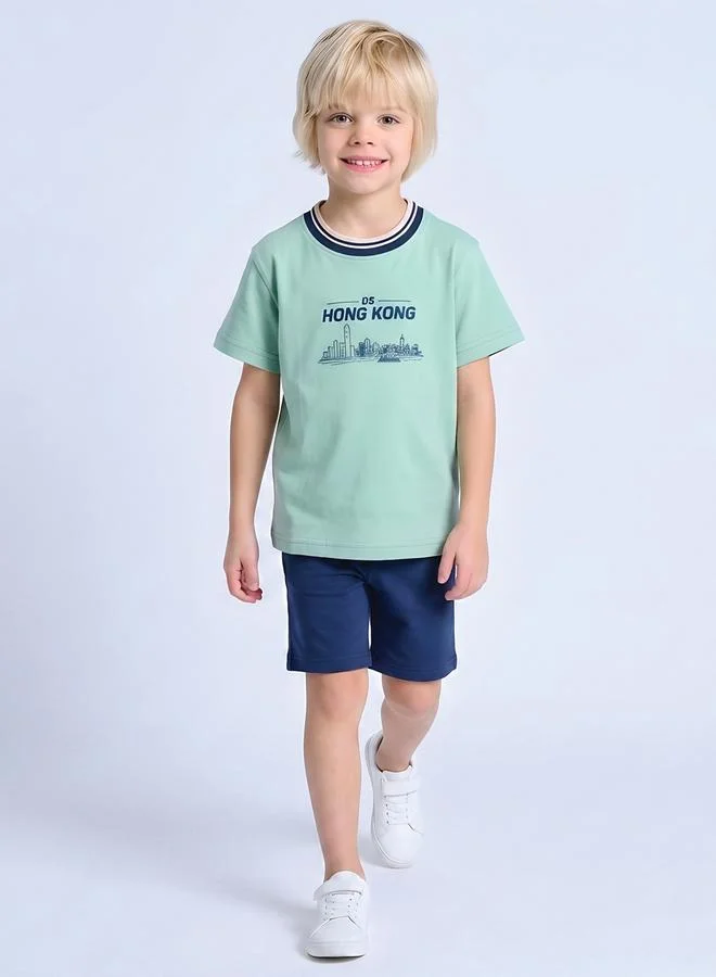 Take Two  Boys Regular City T-Shirt with Contrast Tipped Rib By Juniorloom for Men | Best Price UAE