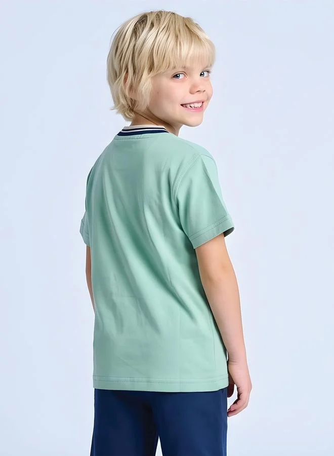 Take Two  Boys Regular City T-Shirt with Contrast Tipped Rib By Juniorloom for Men | Best Price UAE