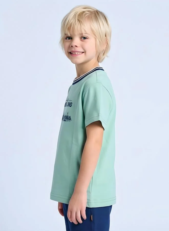 Take Two Boys Regular City T-Shirt with Contrast Tipped Rib By Juniorloom