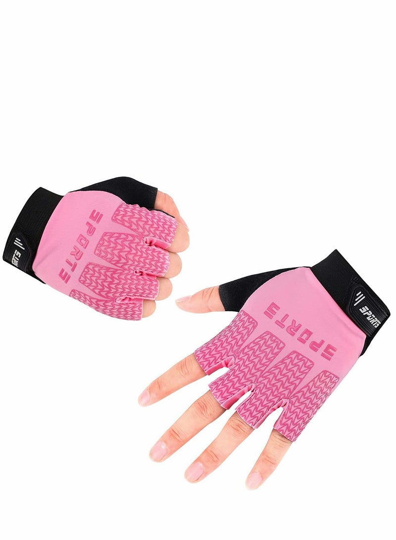 Generic Breathable Kids Fingerless Cycling Gloves - Non-Slip Shock-Absorbing Half Finger Sports Gloves for Boys & Girls, Perfect for Biking, Fishing, Skating & Climbing (Pink)  - Image 5
