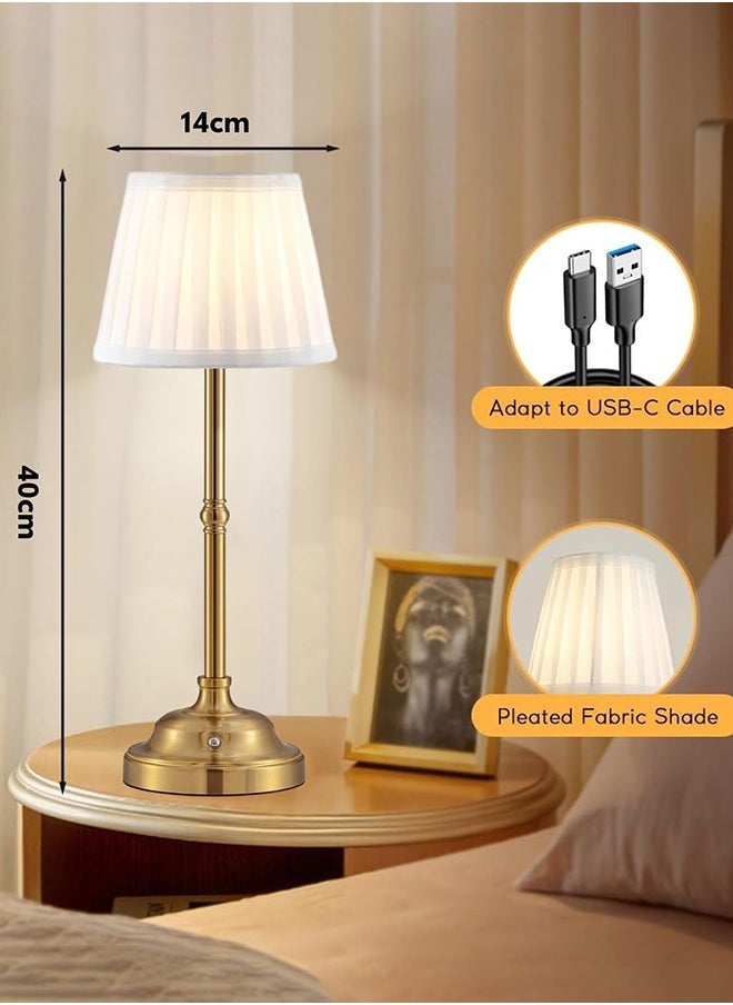 Garlo - Portables Cordless Table Lamp, Fabric Shade Desk Lamp, Rechargeable Battery Powered Lighting, Dimmable Light for Dining Room, Bedroom, Bedside, Bar, Night Light, Camping, Balcony - Image 1
