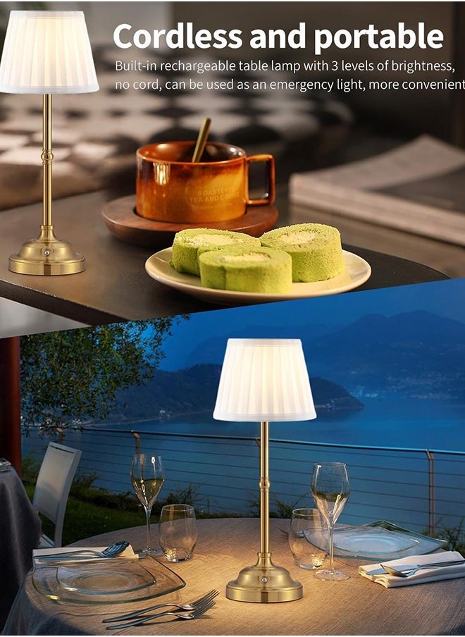 Garlo - Portables Cordless Table Lamp, Fabric Shade Desk Lamp, Rechargeable Battery Powered Lighting, Dimmable Light for Dining Room, Bedroom, Bedside, Bar, Night Light, Camping, Balcony - Image 1