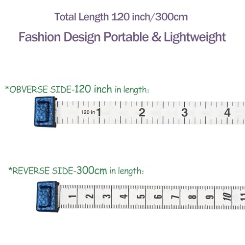 WAISTMEUP Tape Measure for Body Measuring Tape Double Scale Body Sewing Flexible Ruler for Medical Body Measurement Tailor Craft Ruler, Retractable Key Chain Mini Tape Measure 120 Inches/300cm (Royal Blue) - Image 5