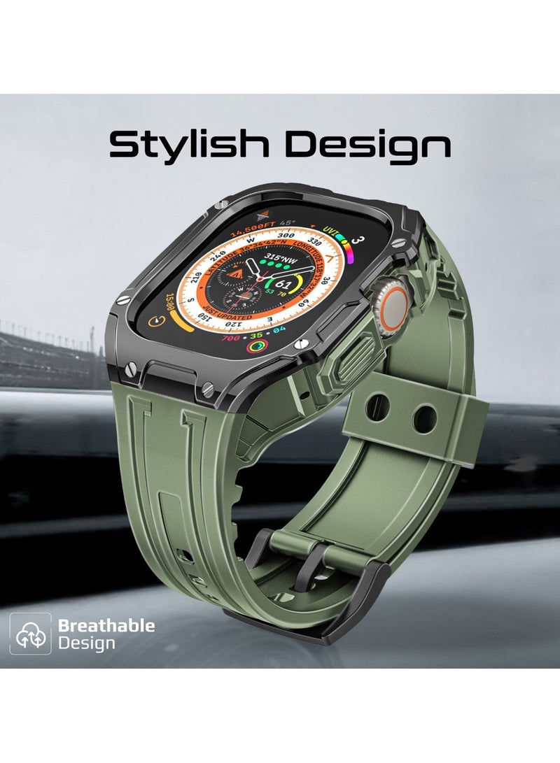 PROMATE Durable Apple Watch Case and Band with Maximum Protection, Ergonomic Adjustable Fit, Shock-Resistant Materials, Sweat-Resistant Build, and Secure Stainless-Steel Buckle for Apple Watch Ultra 1 And 2 - CaseBand Midnight Green - Image 2