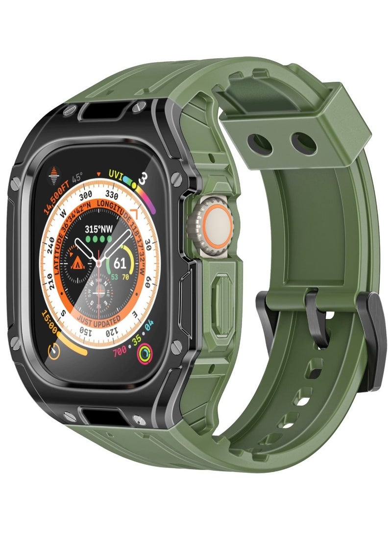 PROMATE Durable Apple Watch Case and Band with Maximum Protection, Ergonomic Adjustable Fit, Shock-Resistant Materials, Sweat-Resistant Build, and Secure Stainless-Steel Buckle for Apple Watch Ultra 1 And 2 - CaseBand Midnight Green - Image 1