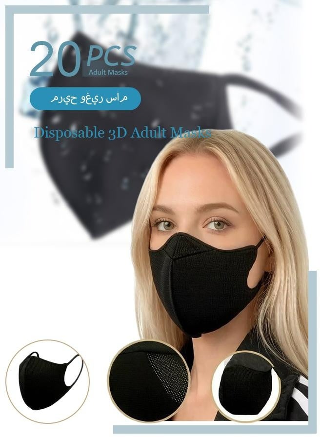 20 Pcs Disposable 3D Adult Masks 3-Layer Filter Protective Breathable Comfort Mask Ideal for Daily Use - Image 1