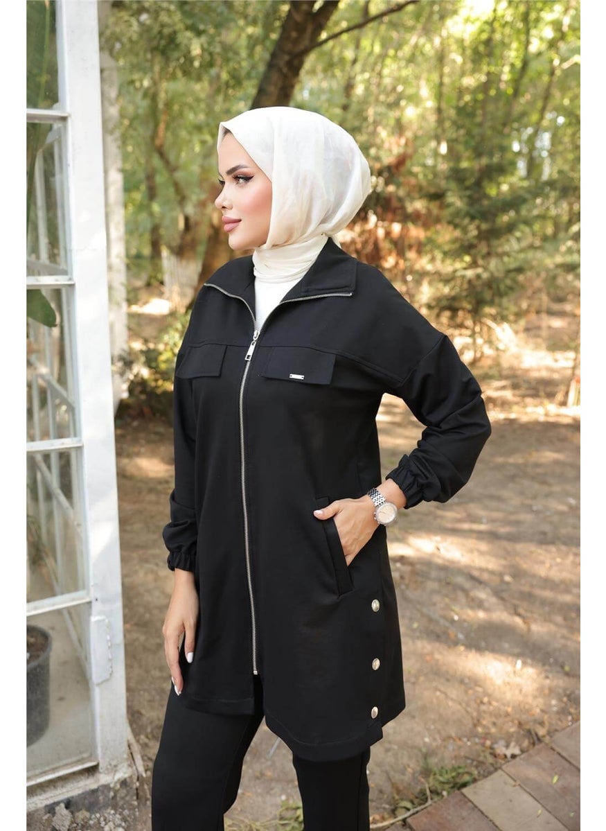 Zippered Pocket Snap Detail Double Hijab Tracksuit - 71207.003 - Black - pzsku/ZC405F6415CA36651BEF4Z/45/_/1738060467/5fc2a555-3c0c-4a9d-9ece-e74ef035e33d