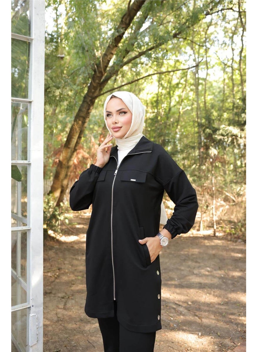 Zippered Pocket Snap Detail Double Hijab Tracksuit - 71207.003 - Black - pzsku/ZC405F6415CA36651BEF4Z/45/_/1738060469/177ba943-bcfb-4299-9810-e716f75b71fb