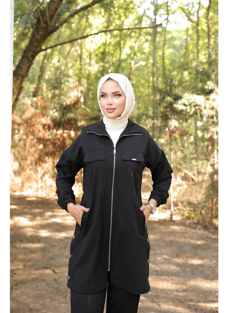 Zippered Pocket Snap Detail Double Hijab Tracksuit - 71207.003 - Black - pzsku/ZC405F6415CA36651BEF4Z/45/_/1738060472/19b291f4-edb7-4ced-b052-0a9270c51124