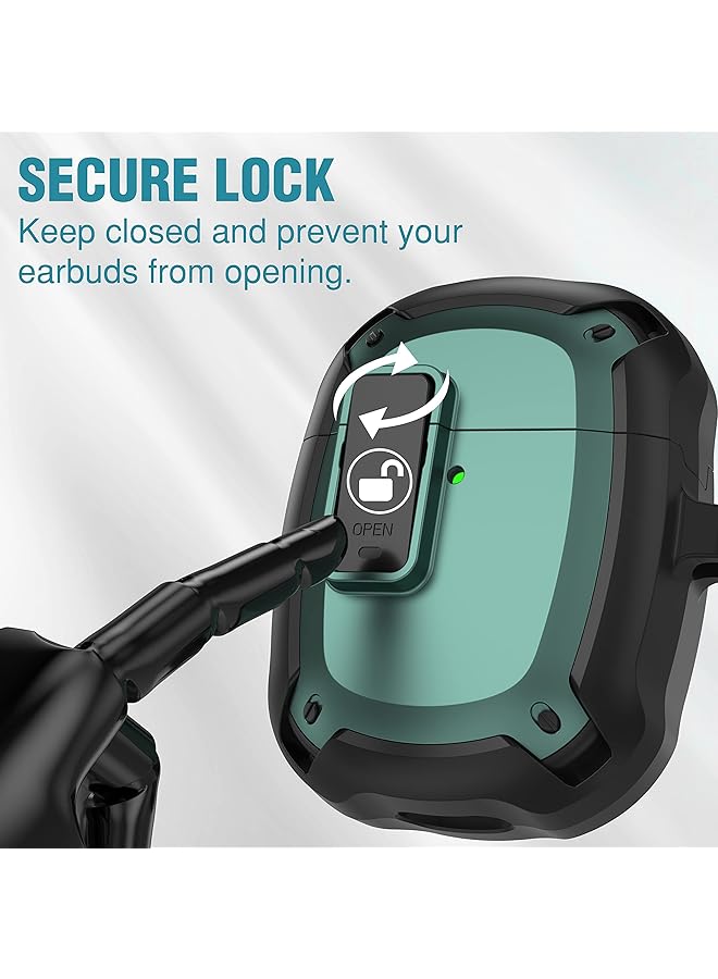 erorex Case For Google Pixel Buds A Series Case 2021 Front Led Visible Shockproof Protective Case With Keychain Secure Lock Design Hard PC Case Cover For Pixel Buds A 2021 Green - Image 3